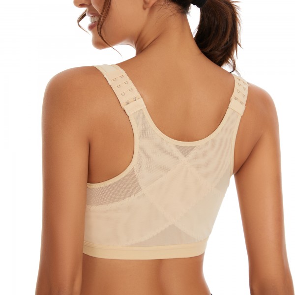 Womens' Front Closure Bras Wireless Back High Support Lift Full Coverage Posture Corrector Bra