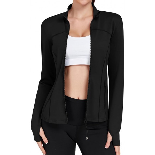 newlashua Women Full zip Workout Sports Coat Slim Fit Long Sleeve Yoga Track Thumb Hole Athleitc Running Jackets