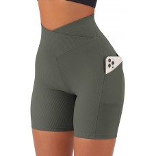 newlashua Women Cycling Shorts with Pocket 5" Booty High Waisted Workout Shorts 