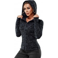 newlashua Women Full Zip Workout Sports Jackets Slim Fit Long Sleeve Yoga Hoodie Thumb Hole Athletic Running Coat 